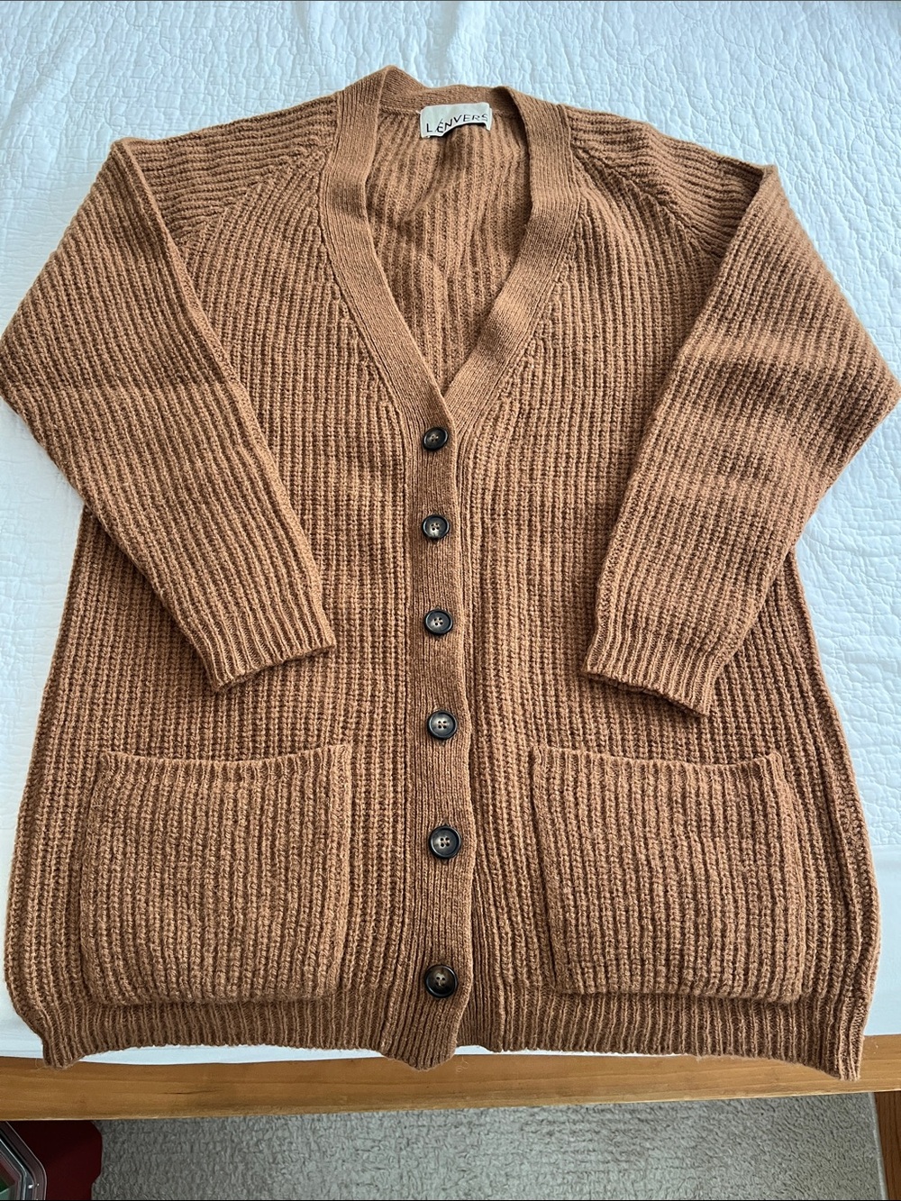 L’envers long wool cardigan